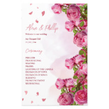 Roze Elegante Bloemen Trouwprogramma's