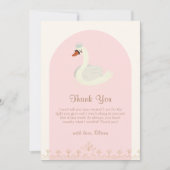 Roze Elegante Boho Arch Princess Swan Baby shower Bedankkaart (Voorkant)