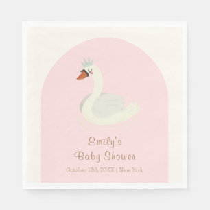 Roze Elegante Boho Arch Princess Swan Baby shower Servet