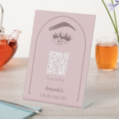 Roze Elegante Boog Schoonheidssalon QR Code Reclamebord Met Voetstuk (Insitu)