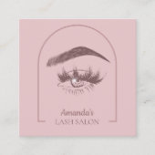 Roze Elegante Boog Schoonheidssalon QR Code Vierkante Visitekaartje (Voorkant)