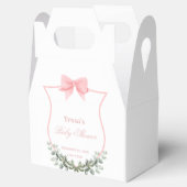 Roze Elegante Bow Eucalyptus Crest Baby shower Bedankdoosjes (Geopend)
