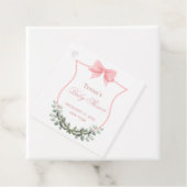 Roze Elegante Bow Eucalyptus Crest Baby shower Bedankjes Labels (In situ)