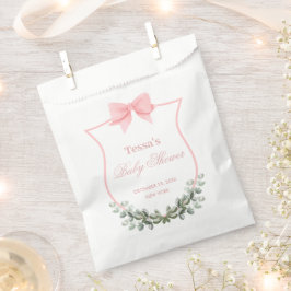 Roze Elegante Bow Eucalyptus Crest Baby shower Bedankzakje