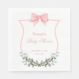 Roze Elegante Bow Eucalyptus Crest Baby shower Servet