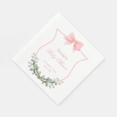 Roze Elegante Bow Eucalyptus Crest Baby shower Servet (Hoek)