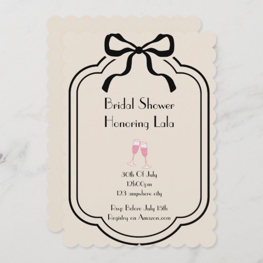 Roze elegante bruidsshower uitnodiging (Voorkant / Achterkant)