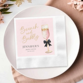 Roze Elegante Brunch en Bubbly Vrijgezellenfeest Servet
