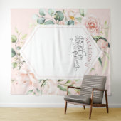 Roze elegante chic bloem bruiloftsshower achtergro wandkleed (In Situ (horizontaal))