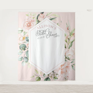 Roze elegante chic bloem bruiloftsshower achtergro wandkleed