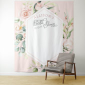 Roze elegante chic bloemige bruids-shower achtergr wandkleed (In situ)