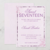 Roze Elegante Chic Zoete 17 Kaart (Voorkant / Achterkant)