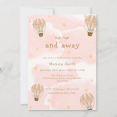 Roze Elegante Cloud Hete Luchtballon Baby shower Kaart (Voorkant)