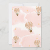 Roze Elegante Cloud Hete Luchtballon Baby shower Kaart (Achterkant)