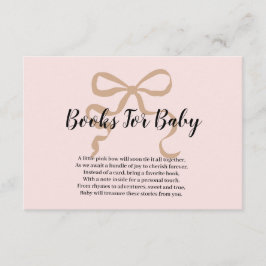 Roze elegante coquette strik Boeken voor Baby Informatiekaartje
