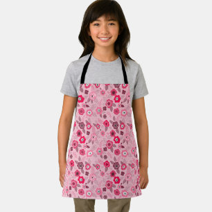 Roze elegante ditsy bloemmotief schort