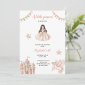 Roze elegante en schattige prinses baby shower kaart (Staand voorkant)