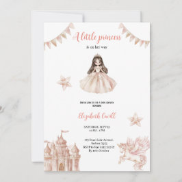 Roze elegante en schattige prinses baby shower kaart