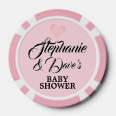 Roze Elegante Fancy Tiffany Baby shower Keepsake Poker Chips (Achterkant)