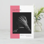 ROZE Elegante Foto Bewaar de datum Uitnodiging (Staand voorkant)