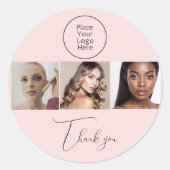 Roze Elegante Foto Make-up Bedankt Sticker (Voorkant)