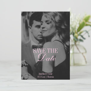 Roze Elegante Foto-overlay Trouwen Moody Romantisc Save The Date