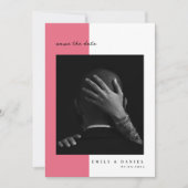 ROZE Elegante Foto Save the date Uitnodiging (Voorkant)