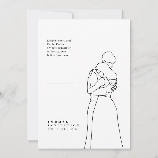 ROZE Elegante Foto Save the date Uitnodiging (Achterkant)