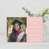 Roze Elegante Foto Uitnodiging (Staand voorkant)