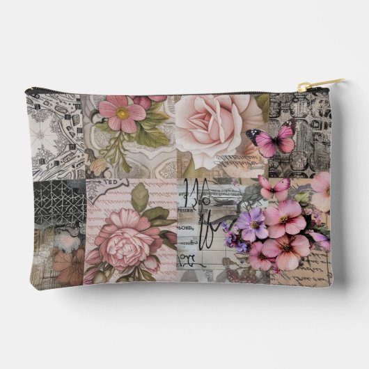 Roze Elegante Girly Floral Abstracte Collage Etui (Achterkant)