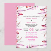 Roze Elegante Gouden Trouwuitnodiging , Wit Save The Date (Voorkant / Achterkant)