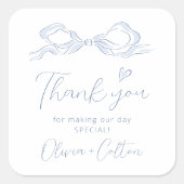 Roze Elegante Hand getrokken boog dank u bruiloft Vierkante Sticker (Voorkant)