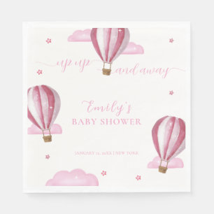 Roze Elegante Hete Luchtballon Meisje Baby shower Servet