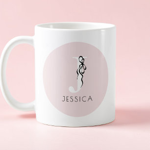 Roze Elegante Initiële Meisjesachtige Vrouwelijke  Koffiemok