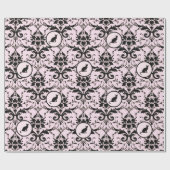 Roze Elegante Kat Damask Patroon Cadeaupapier (Vlak)