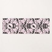 Roze Elegante Kat Damask Patroon Yogamat (Voorkant (horizontaal))