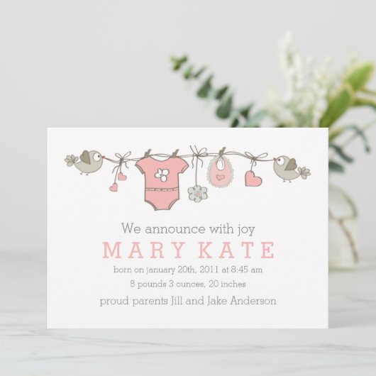 Roze, elegante kledingaankondiging aankondiging (Staand voorkant)