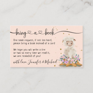 Roze Elegante Lam Schaap Baby Shower Breng een Boe Informatiekaartje