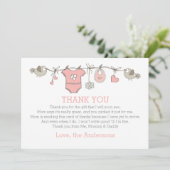 Roze elegante meisjeskleding bedankt BABY SHOWER (Staand voorkant)