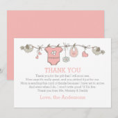 Roze elegante meisjeskleding bedankt BABY SHOWER (Voorkant / Achterkant)