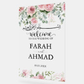 Roze Elegante Moslim Islamitische Huwelijksingang  Acryl Bord (Hoek)