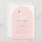 Roze Elegante Princess Swan Arch Baby shower Kaart (Voorkant)