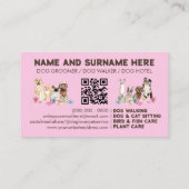 Roze Elegante QR Code Hondenverzorging Visitekaartje (Achterkant)