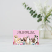 Roze Elegante QR Code Hondenverzorging Visitekaartje (Staand voorkant)