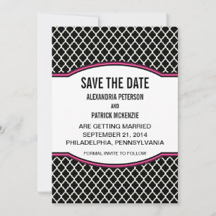 Roze Elegante Quatrefoil Save the Date Uitnodiging