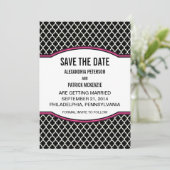 Roze Elegante Quatrefoil Save the Date Uitnodiging (Staand voorkant)