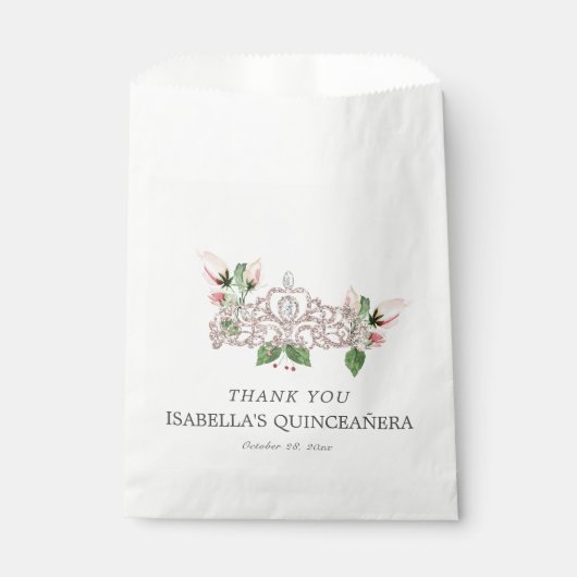 Roze Elegante Quinceañera Bedankzakje (Voorkant)