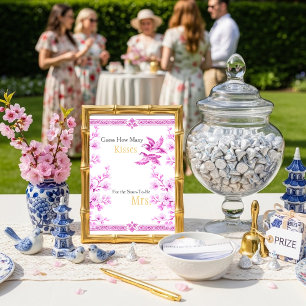Roze Elegante Raad hoeveel kusjes bordje Kaart
