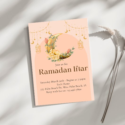 Roze Elegante Ramadan Iftar uitnodiging