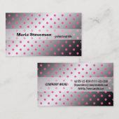 Roze, elegante schitterende roze en grijze polka-s visitekaartje (Voorkant / Achterkant)